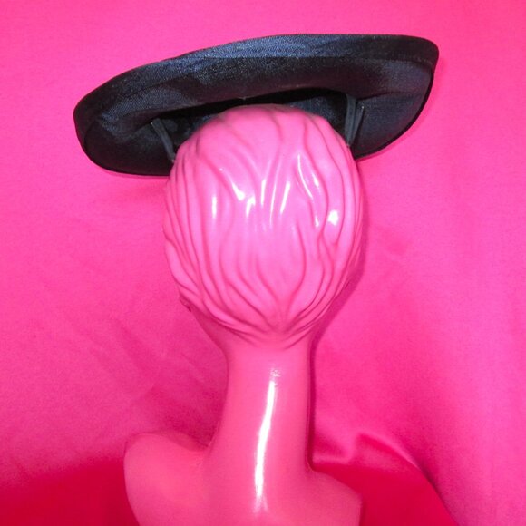 1950s vintage navy blue wide brim cartwheel hat rockabilly main image 6